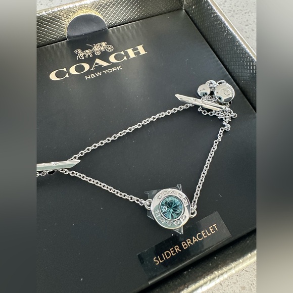 NWT Coach Silver Bracelet with Teal Accent - Picture 2 of 3